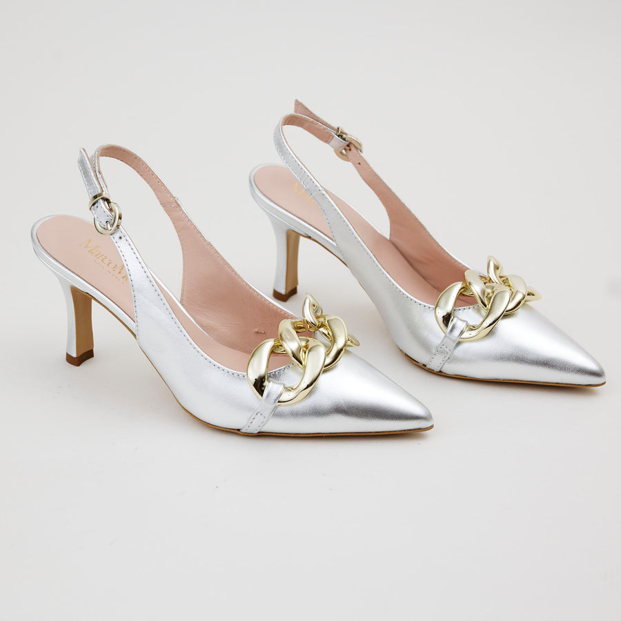 Marco Moreo Silver Patent Slingback Shoes - Nozomi