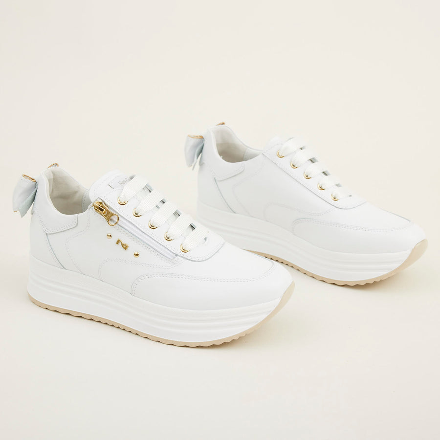 NeroGiardini White Zipped Trainers - Nozomi