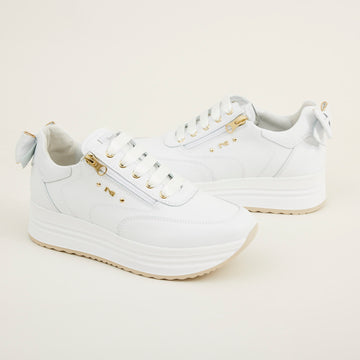 NeroGiardini White Zipped Trainers - Nozomi
