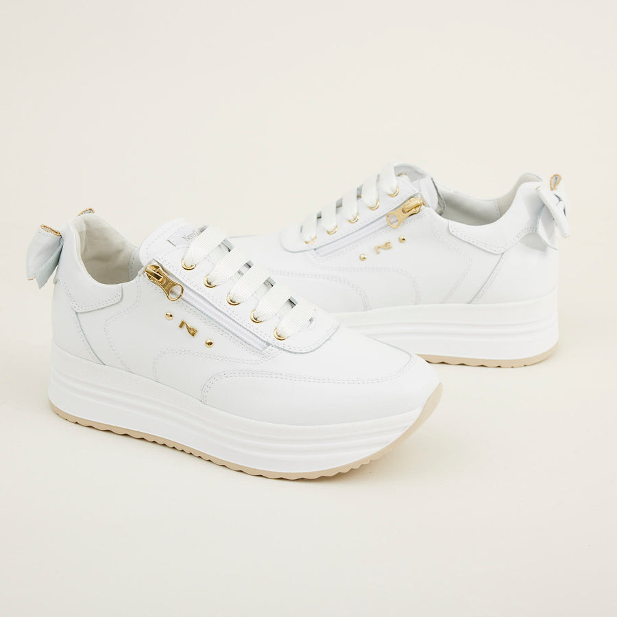 NeroGiardini White Zipped Trainers - Nozomi