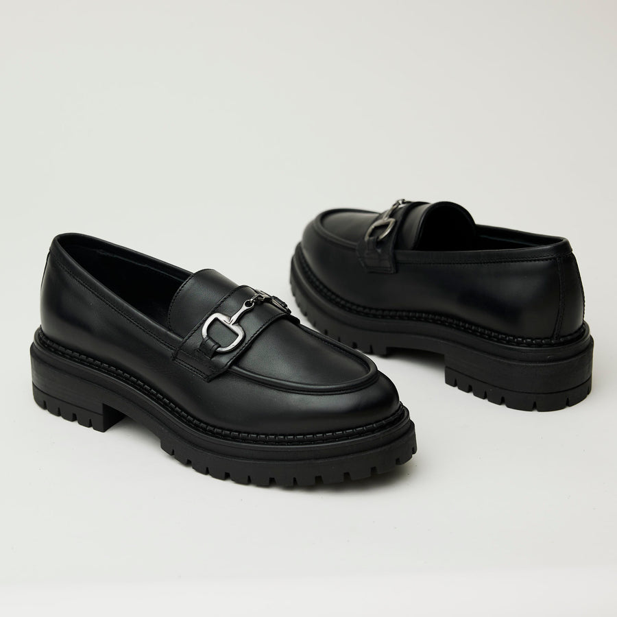 NeroGiardini Black Leather Moccasins - Nozomi