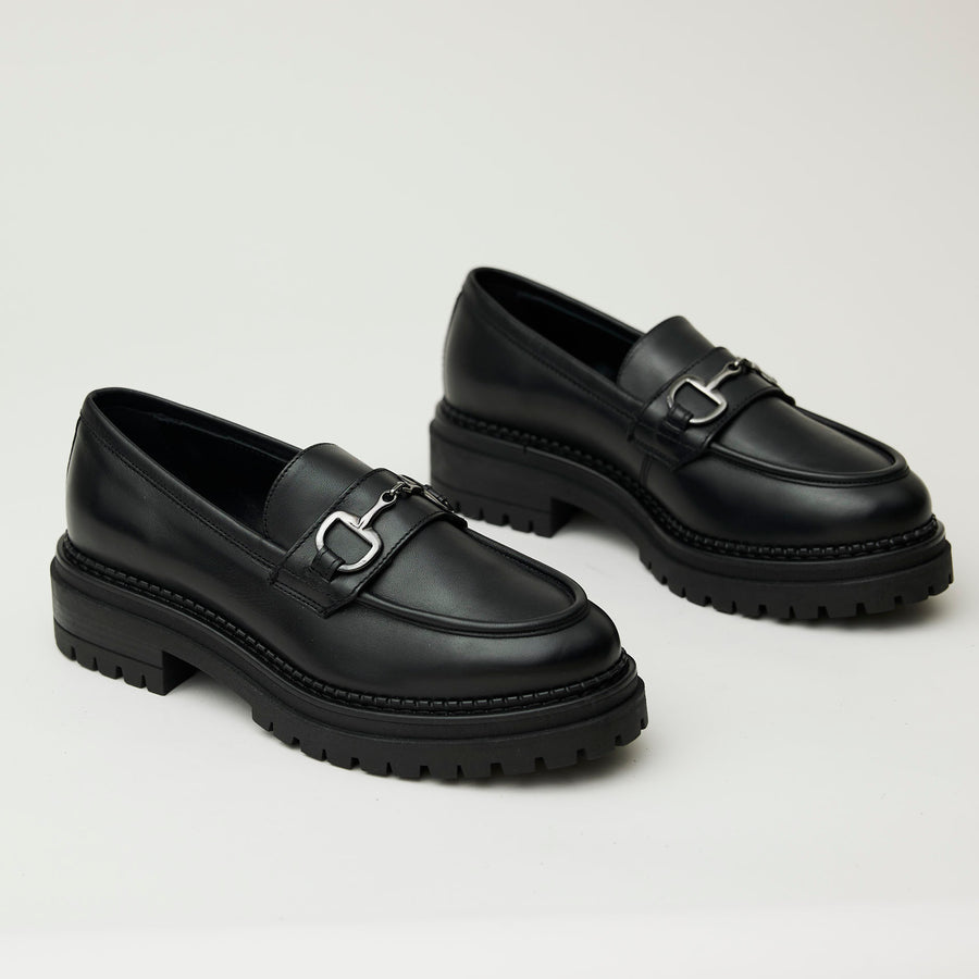 NeroGiardini Black Leather Moccasins - Nozomi