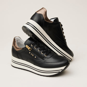NeroGiardini Black Leather Trainers, Nozomi Shoe Boutique - Nozomi