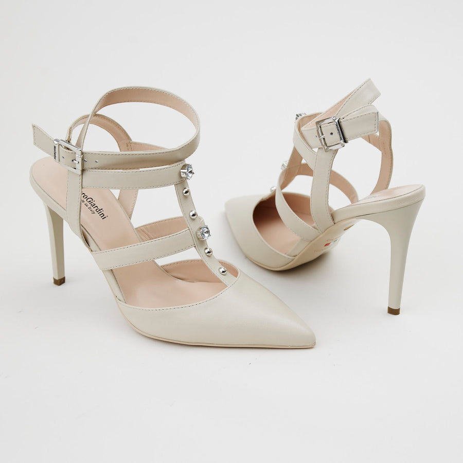 NeroGiardini Ivory Leather Slingbacks - Nozomi