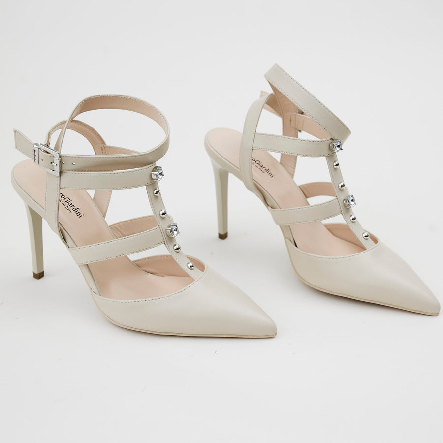 NeroGiardini Ivory Leather Slingbacks - Nozomi