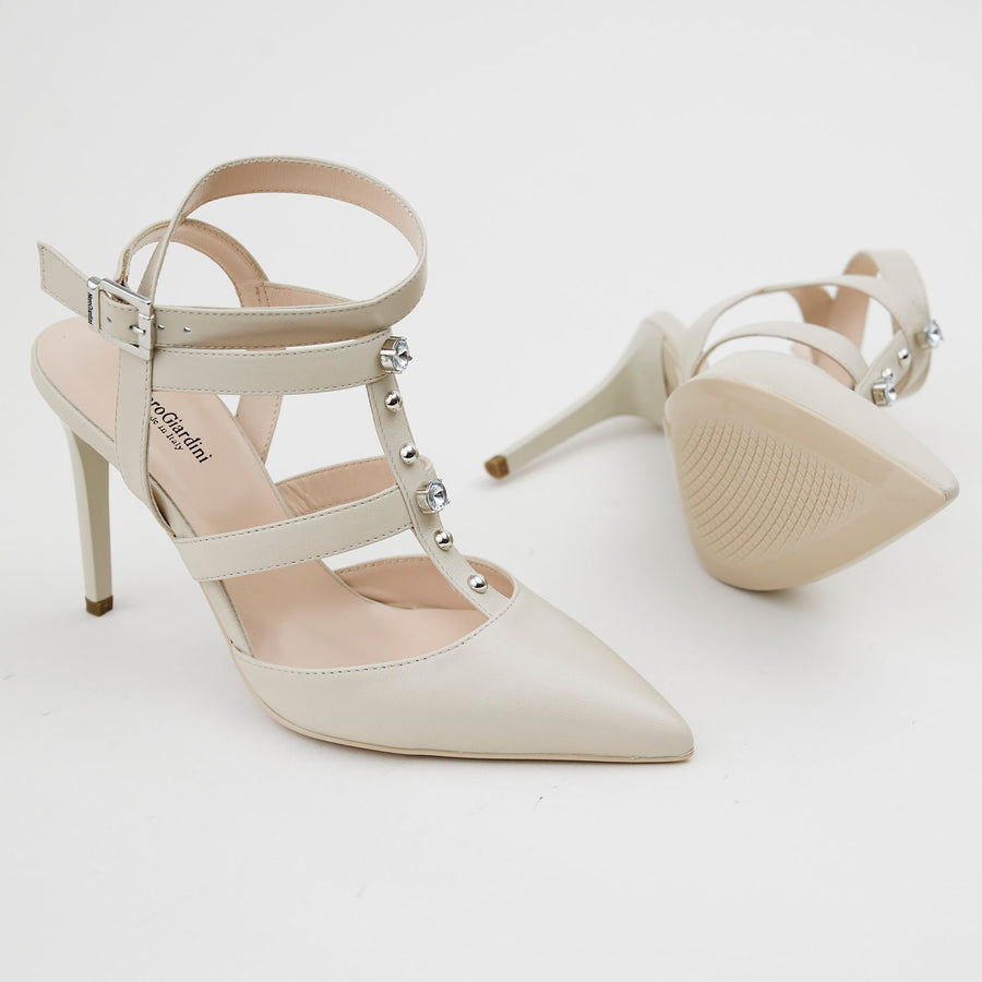 NeroGiardini Ivory Leather Slingbacks - Nozomi