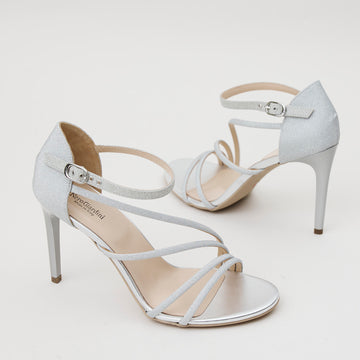 NeroGiardini Silver Glitter Leather Sandals - Nozomi