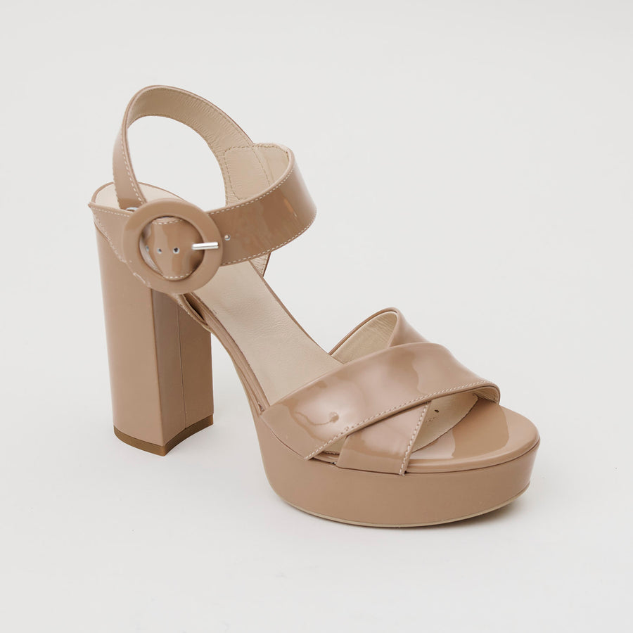 NeroGiardini Camel Platform Leather Sandals - Nozomi