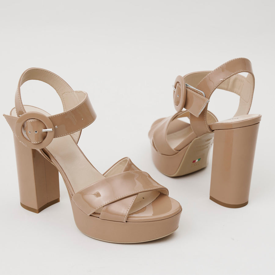 NeroGiardini Camel Platform Leather Sandals - Nozomi