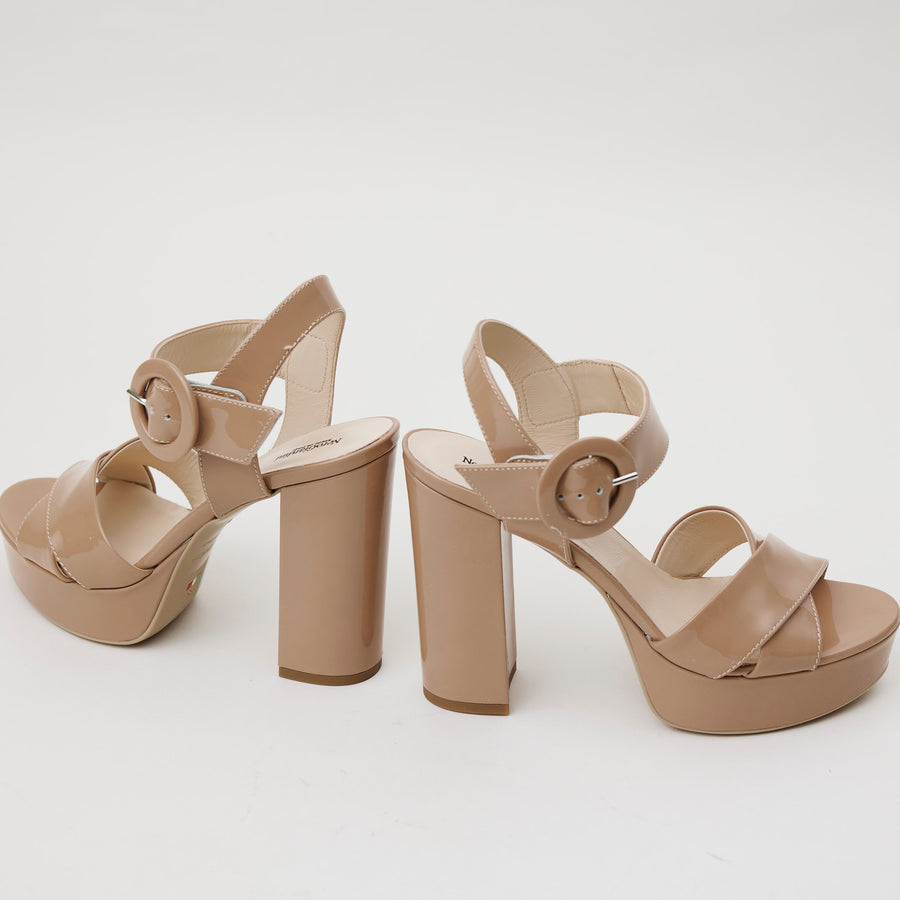 NeroGiardini Camel Platform Leather Sandals - Nozomi