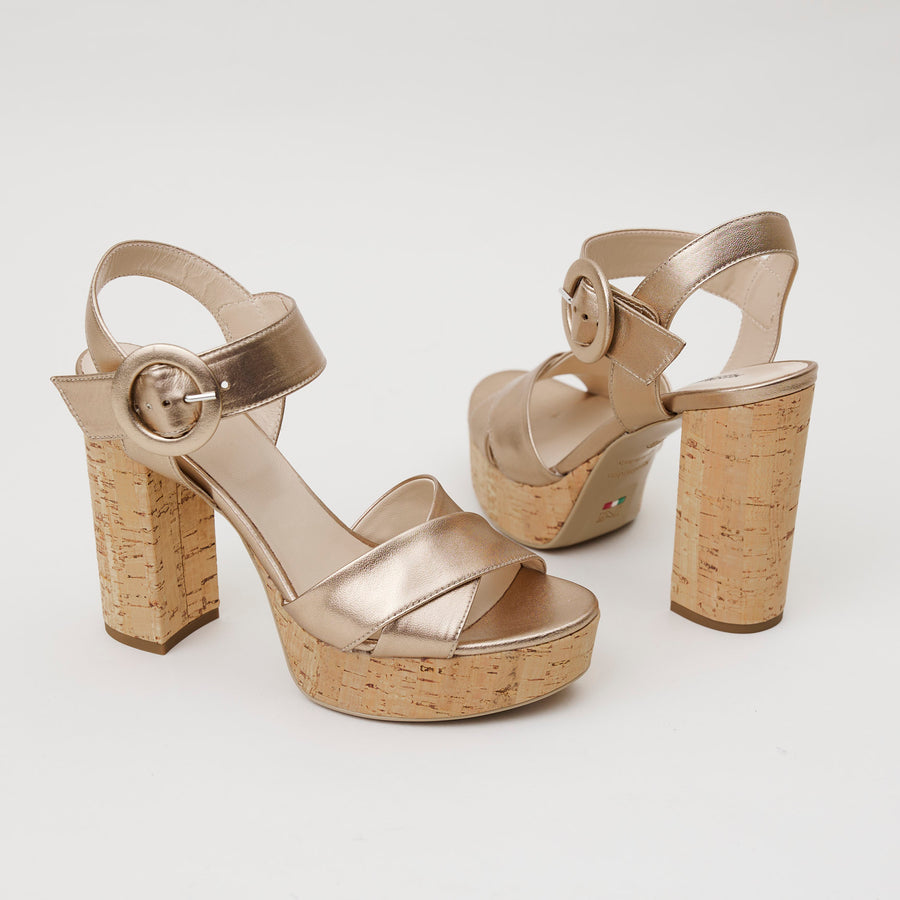 NeroGiardini Metallic Leather Platform Sandals - Nozomi