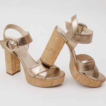 NeroGiardini Metallic Leather Platform Sandals - Nozomi