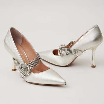 Oxitaly Silver Leather Court Shoes - Nozomi