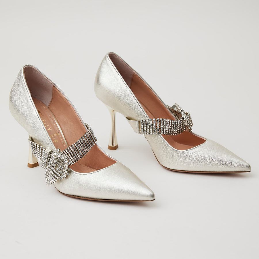 Oxitaly Silver Leather Court Shoes - Nozomi