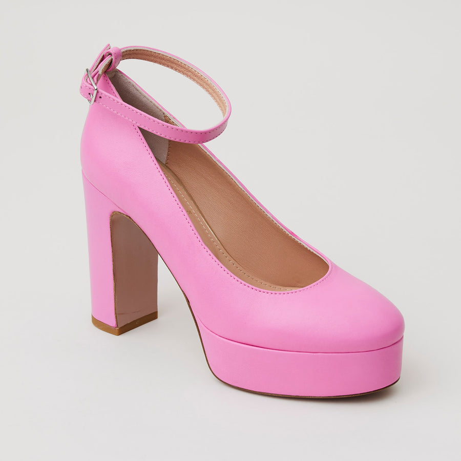 Oxitaly Pink Leather Platform Shoes - Nozomi