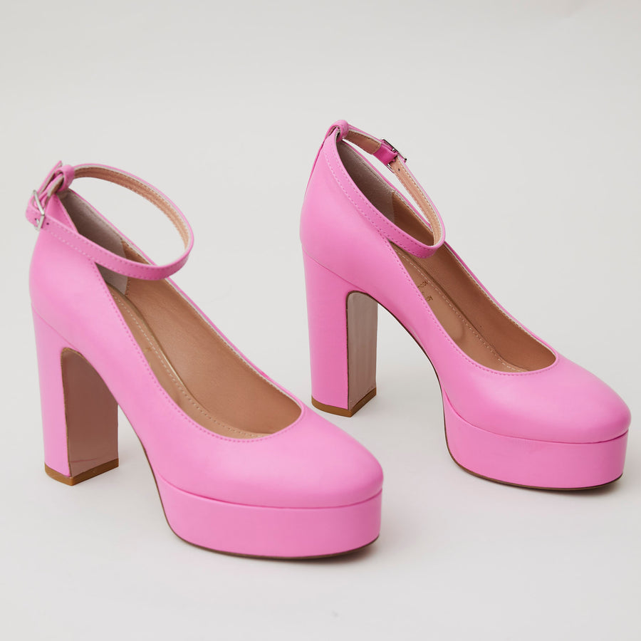 Oxitaly Pink Leather Platform Shoes - Nozomi