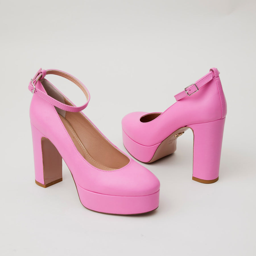 Oxitaly Pink Leather Platform Shoes - Nozomi