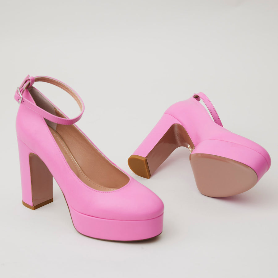 Oxitaly Pink Leather Platform Shoes - Nozomi