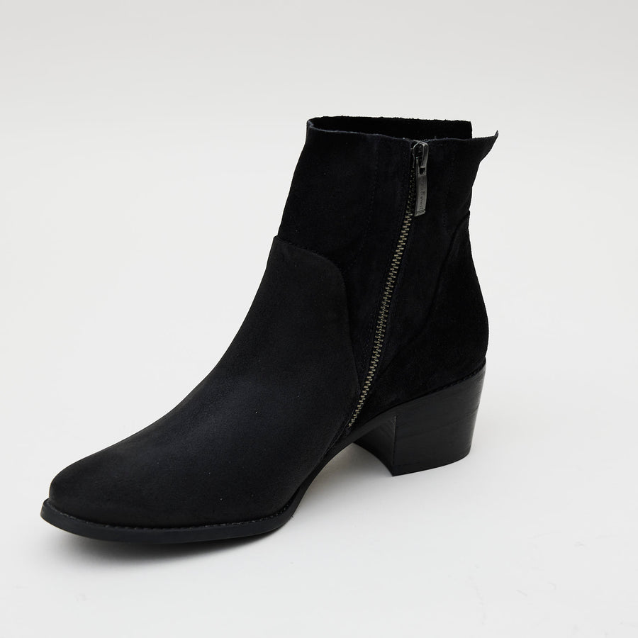 Paul Green Black Nubuck Leather Ankle Boots - Nozomi