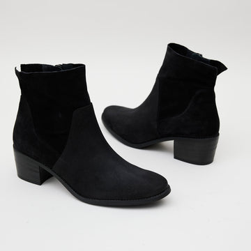 Paul Green Black Nubuck Leather Ankle Boots - Nozomi