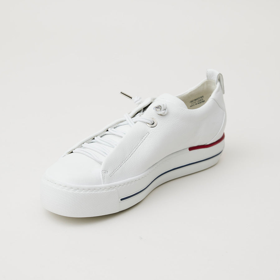 Paul Green White Red Navy Leather Flatform Trainers - Nozomi