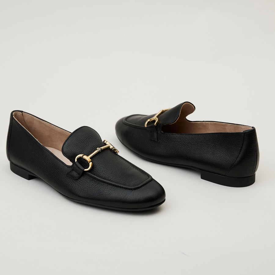 Paul Green Black Leather Loafers - Nozomi