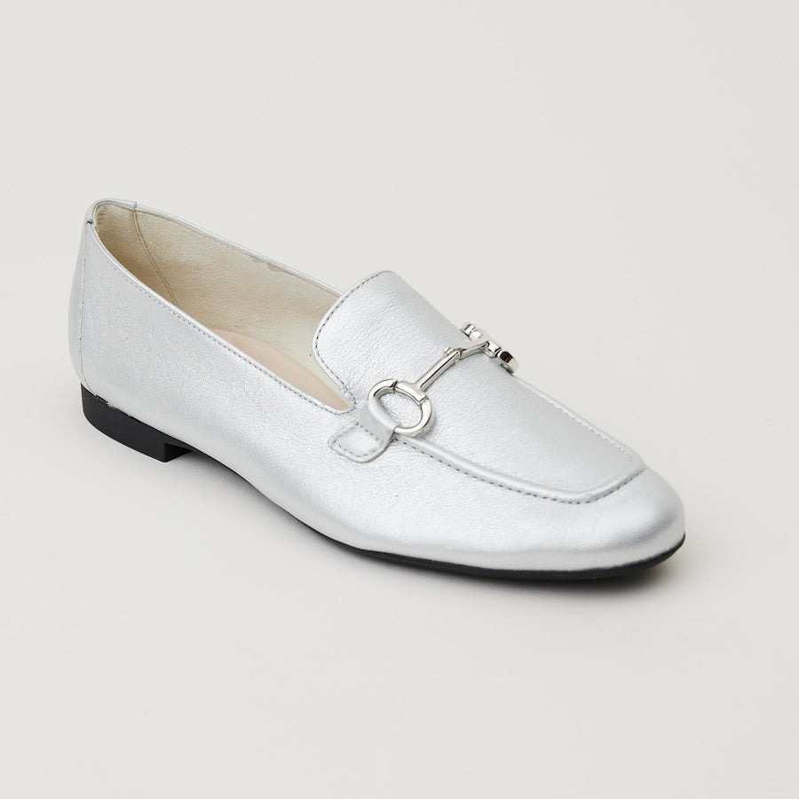 Paul Green White Silver Leather Loafers - Nozomi