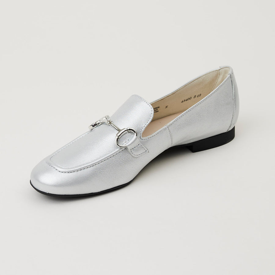 Paul Green White Silver Leather Loafers - Nozomi