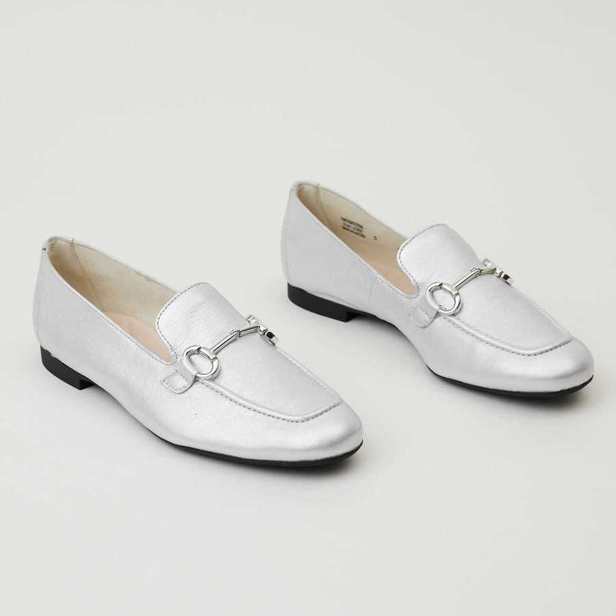 Paul Green White Silver Leather Loafers - Nozomi