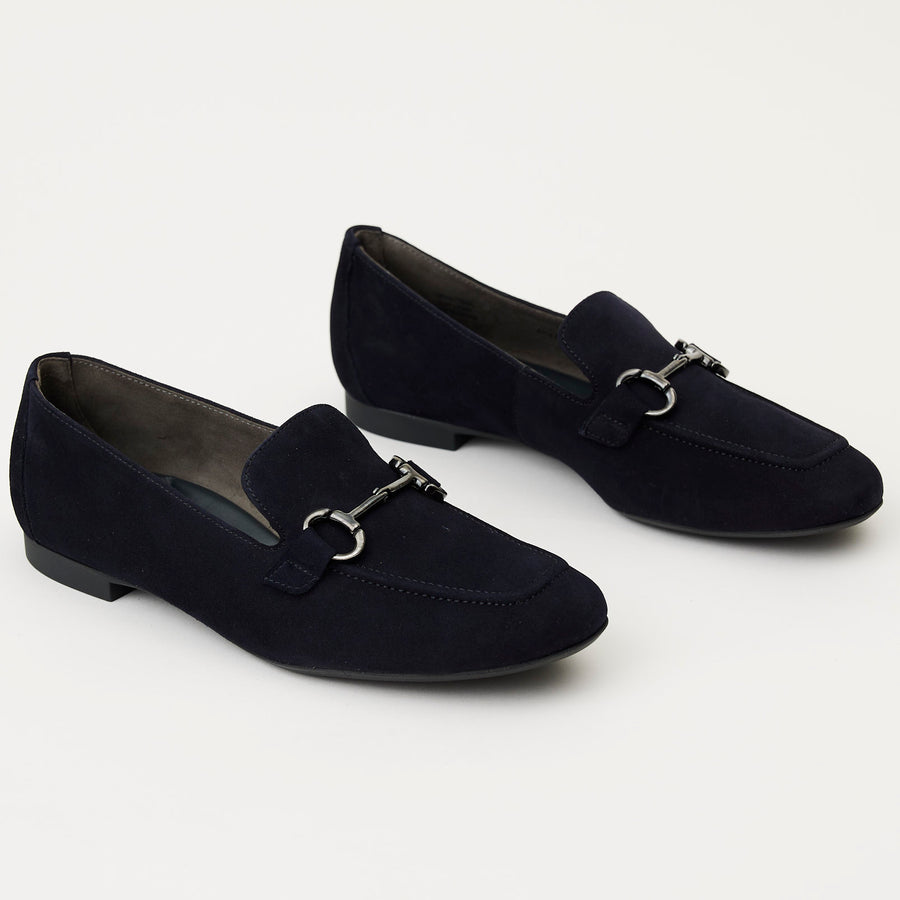 Paul Green Navy Suede Leather Loafers - Nozomi