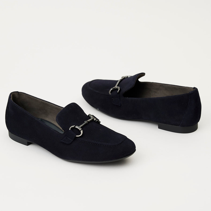 Paul Green Navy Suede Leather Loafers - Nozomi