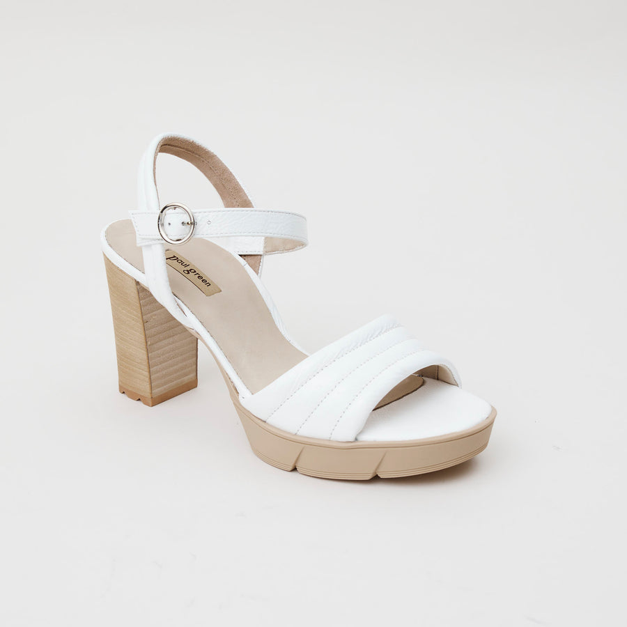 Paul Green White Leather Platform Sandals - Nozomi