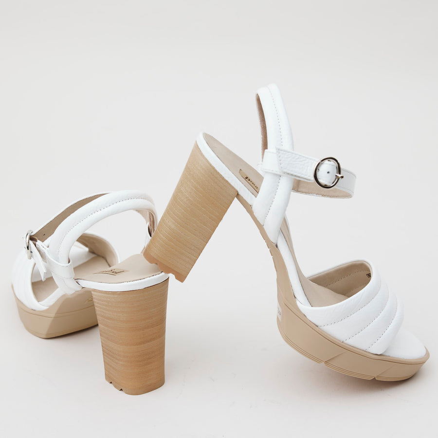 Paul Green White Leather Platform Sandals - Nozomi