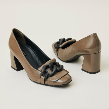 Paul Green Taupe Patent Court Shoes - Nozomi