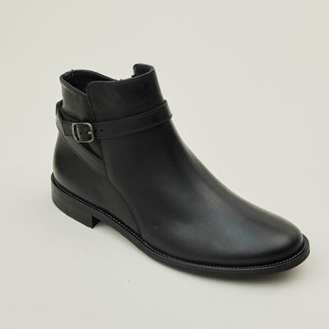 Paul Green Flat Black Leather Ankle Boots - Nozomi