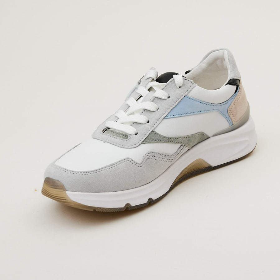 Rolling Soft White Leather Combination Trainers - Nozomi