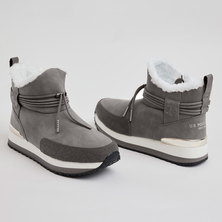 US Polo Sand or Grey Ankle Boots - Nozomi