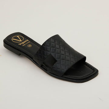 Viguera Black Leather Sliders - Nozomi