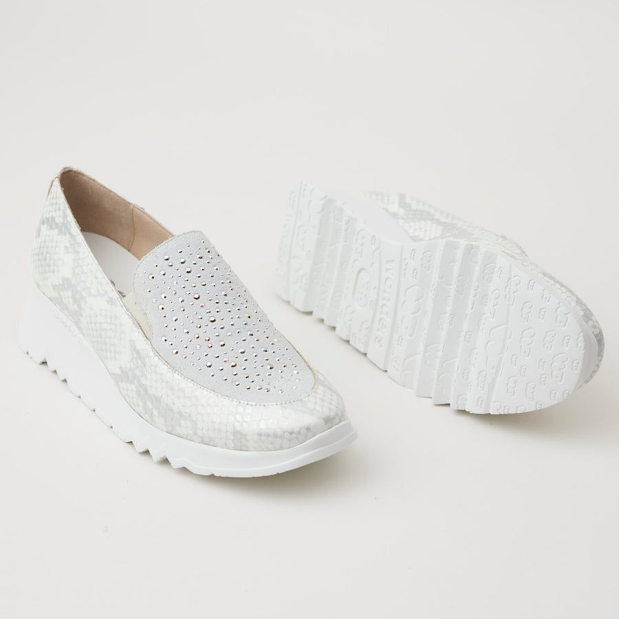 Wonders Beige Croc Leather Flatform Shoes - Nozomi