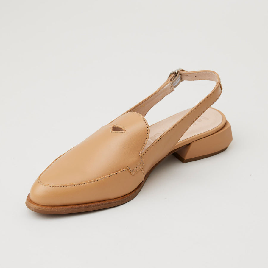 Wonders Tan Leather Slingback Shoes - Nozomi