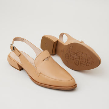 Wonders Tan Leather Slingback Shoes - Nozomi