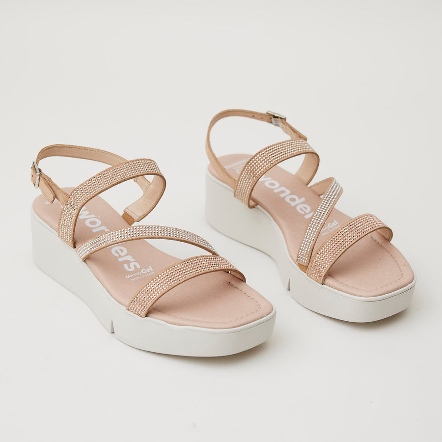 Wonders Nude Sparkly Sandals - Nozomi