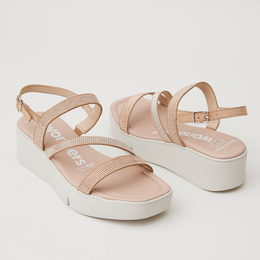 Wonders Nude Sparkly Sandals - Nozomi