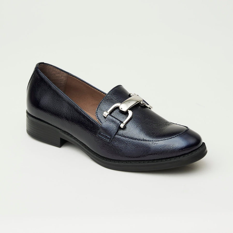 Wonders Navy Leather Loafers - Nozomi