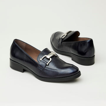 Wonders Navy Leather Loafers - Nozomi